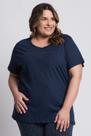 T-shirt Feminina Plus Size Malha Algodão Estampada "Happiness looks gorgeous on you" - Serena