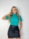 T-shirt Gola Alta Feminina Verde Jade T-shirt Gola Alta Feminina Verde Jade
