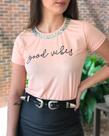 T-Shirt Malu "Good Vibes" Salmão Tamanho (M)