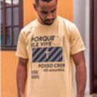 T-shirt masculina "Porque Ele vive posso crer no amanhã" Amarela M