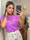 T-shirt new york soho lilas estonada - plus size
