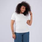 T-shirt plus size strass gola algodão fem