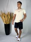T-Shirt Suburbio, Camisa Masculina, Adulto, Manga Curta Slim fit, Algodão Egípcio, Bege, P ao GG