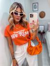 T-shirt together we rise laranja estonada - plus size