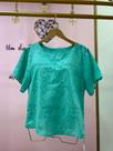 T-shirt verde água em laise de mangas curtas tamanho GG