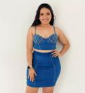 T0104-Conjunto Festa Luxo Jeans Strass Balada Cintura Alta 4o2316 T0104-Conjunto Festa Luxo Jeans Strass Balada Cintura Alta 4o2316