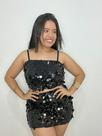 T0114+T0115 Conjunto Festa Luxo Paetê Noite Maxi Lantejoulas Saia 4d0942