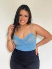 T0120-Blusa Festa Luxo Top Cropped Brilho Jeans 4o1503 T0120-Blusa Festa Luxo Top Cropped Brilho Jeans 4o1503