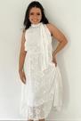 T0126-Vestido Festa Luxo Midi Faixa Gola Cintura Marcada 4n2217