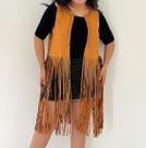 T0140-Colete Feminino Boho Midi Marrom Preto Azul Franjas Festa Carnaval Liso Rodeio Country T0140-Colete Feminino Boho Midi Marrom Preto Azul Franjas Festa Carnaval Liso Rodeio Country
