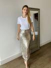 T0148 Saia Feminina Luxo Festa Brilhante Midi Fenda Evento 5f0103