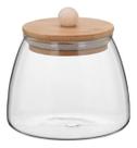 TABLE POTE 10x11x11cm 450ml BOROSILICATO TRANSP TAMPA BAMBU