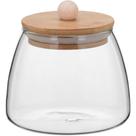 Table Pote 10X11X11Cm 450Ml Borosilicato Transp Tampa Bambu