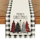 Table Runner Artoid Mode em aquarela Buffalo Plaid Christmas