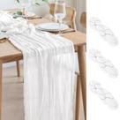 Table Runner Asee'm, 3 peças de gaze 89x305 cm, marfim