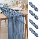 Table Runner Asee'm Cheesecloth 3 m, azul empoeirado, rústico, 4 unidades