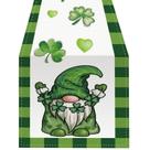 Table Runner, Dia de São Patrício, Trevo Verde e Design de Gnomo