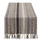 Table Runner DII Farmhouse Trançado Listrado 38x183cm Marrom escuro
