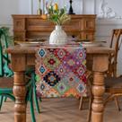 Table Runner, estilo clássico europeu de pintura a óleo, jacquard