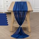 Table Runner flohar Chiffon 29x300cm Sheer Romantic Blue