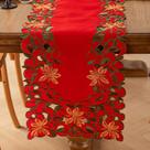 Table Runner Joyfol Day Red Poinsettia 35x218 cm bordada