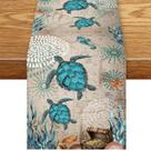 Table Runner SHADIORA Sea Turtle Rustic Nautical Coastal