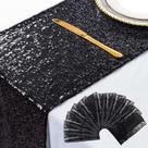 Table Runner ShinyBeauty Black Sequin 30x275cm Pacote com 10