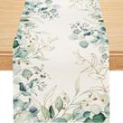 Table Runner Siilues Spring Off White Eucalyptus Leaves 33x229cm