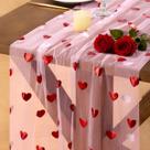 Table Runner Socomi Valentine's Day Red Heart Gauze 3m rosa