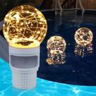 Tablet Pool Chlorine Floater DeepRBlu com luz solar de esfera de 3"