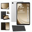 Tablet Samsung Galaxy Tab A9 64GB 4GB Wifi Com Teclado Bluetooth Preto e Capa Giratória Para Estudo e Trabalho Modelo X110 Prateado