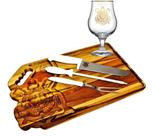 Tábua Churrasco Corinthians + Kit churrasco + Taça para cerveja Presente Oficial
