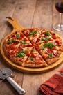 Tábua de Bambu Redonda com Cabo 37,5x23,5cm Ideal para Pizza, Petiscos