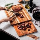 Tábua De Carne Churrasco Tramontina 2 Em 1 Madeira Teca FSC Com Bandeja Removível Profissional 41x30cm Gourmet