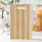 Tabua de Corte 100% Bambu 28x18 Carnes Legumes Frutas Multiuso Universal Com Encaixe Para As Mãos
