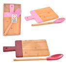Tábua de Corte Bambu Retangular c/ Pegador e Colher Silicone