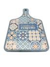 Tabua de Corte Carnes Legumes Com Cabo Azul Cozinha de Respeito 30cm x 19cm