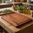Tábua De Corte E Churrasco Madeira Maciça Artesanal Premium Modelo:Retangular 35x27cm (Madeira Muiracatiara)