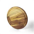 Tábua de Corte e Servir Pizza Redonda 28cm Madeira Teca Natural Resistente Decorativa Gourmet