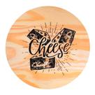 Tábua De Corte Redonda Com Palavra Cheese De Madeira Pinus 24cm Para Cortar Carne Legumes Decoração Servir Frios Petiscos Acabamento Liso