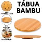 Tábua De Frios Giratória Grande Tabua De Bambu Redonda Tábuas Para Cozinha Petisqueira Giratoria