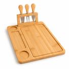 Tábua De Frios Petisqueira Em Bambu 3 Facas Para Queijo 24x34cm Tábua De Frios Petisqueira Em Bambu 3 Facas Para Queijo 24x34cm