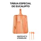 Tábua de Madeira de Eucalipto cabo 50x30cm GRATIS COLHER, SOCADOR E BATE BIFE