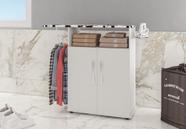 Tábua de Passar Roupa com Armário 2 Portas Prateleira Suporte Para Ferro Cabideiro BRANCA