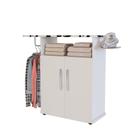 Tábua de Passar Roupa com Armário 2 Portas Prateleira Suporte Para Ferro Cabideiro