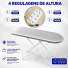 Tabua De Passar Roupa Extra Forte Premium Com Tecido Térmico Com Suporte para Ferro Portátil Reforçada Dobrável com 4 Regulagens de Altura