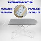 Tabua De Passar Roupa Extra Forte Premium Com Tecido Térmico Com Suporte para Ferro Portátil Reforçada Dobrável com 4 Regulagens de Altura Tabua De Passar Roupa Extra Forte Premium Com Tecido Térmico Com Suporte para Ferro Portátil Reforçada Dobrável com 4 Regulagens de Altura