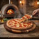Tábua de Pizza 40cm Madeira Teca Para Cortar Servir 10 Pedaç