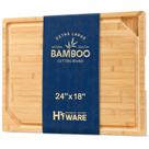 Tábua de servir de bambu HIWARE 24x18cm com alça e ranhura para suco