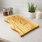Tábua de Servir e Decorativa Madeira Pinus Design Ondas 35cm